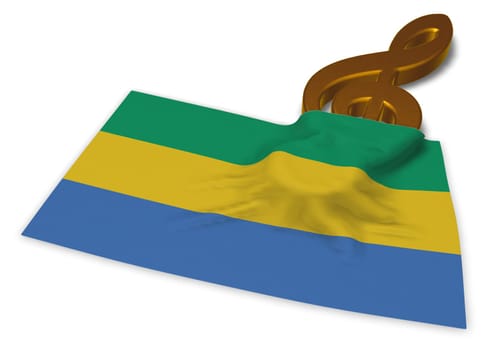 clef and flag of gabon - 3d rendering