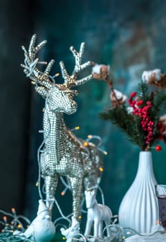 Beautiful Christmas table setting with decorations in vintage style