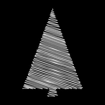 christmas tree scribble vectordesign isolated on black background