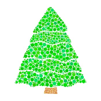 christmas tree dotted vector isolated on white background