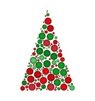christmas tree dotted vector isolated on white background