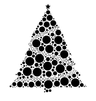 christmas tree dotted vector isolated on white background