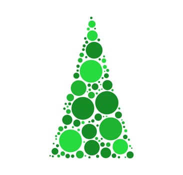 christmas tree dotted vector isolated on white background