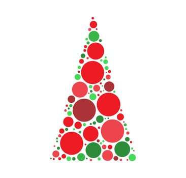 christmas tree dotted vector isolated on white background