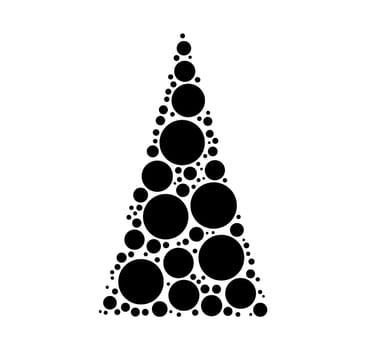 christmas tree dotted vector isolated on white background