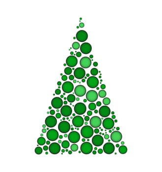 christmas tree dotted vector isolated on white background