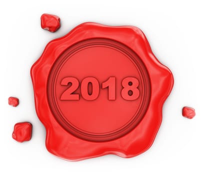 Wax seal with the inscription 2018. 3d render.