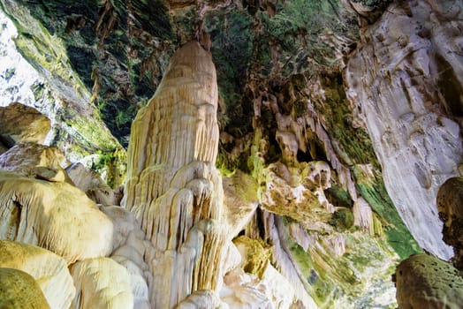 Beautiful nature of stalactite and stalagmite at Bua Boke Cave Natural Trail on Ko Wua Ta Lap Island in Mu Ko Ang Thong marine national park in the Gulf of Thailand, Surat Thani Province