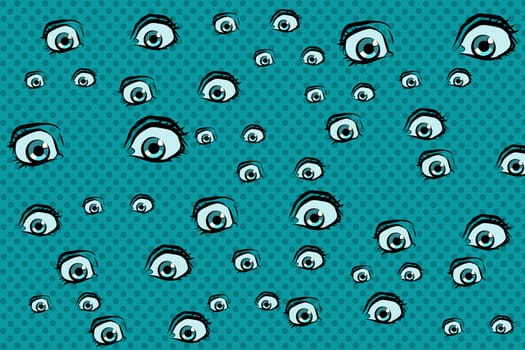 scary eyes background. Pop art retro vector illustration