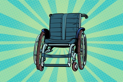 wheelchair, medicine and health, transportation of patients. Pop art retro vector illustration