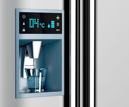 Filling glass of water from water dispenser