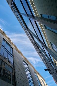 Modern office building with glass façade in the city centre of Dresden
