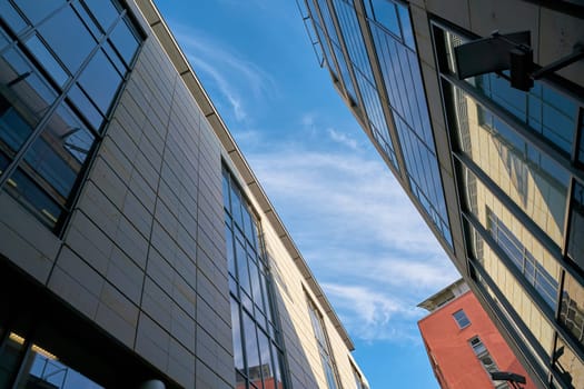 Modern office building with glass façade in the city centre of Dresden