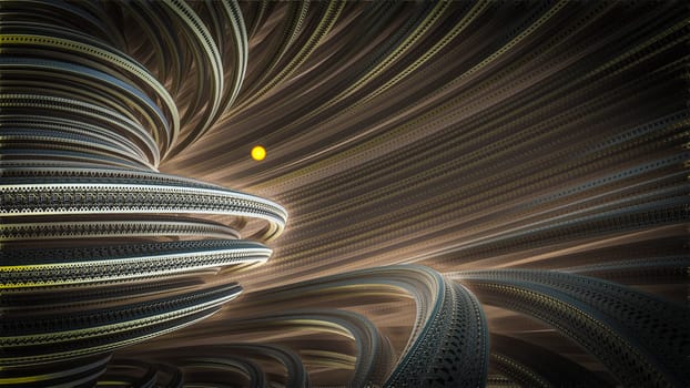 By computer generated surreal 3d mandelbrot fractal.