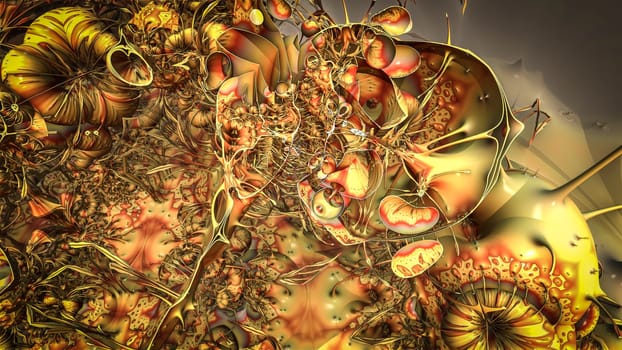 By computer generated surreal 3d mandelbrot fractal.