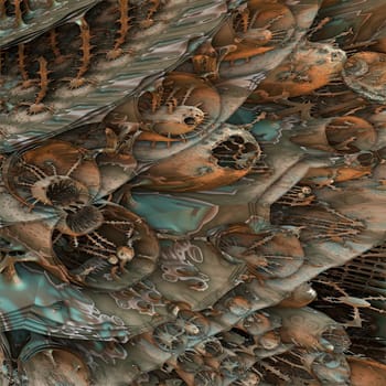 By computer generated surreal 3d mandelbrot fractal.