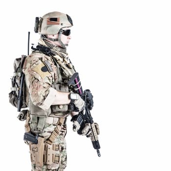 United States Army ranger with assault rifle