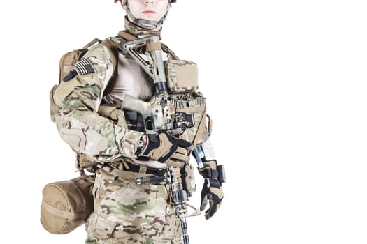 United States Army ranger with assault rifle