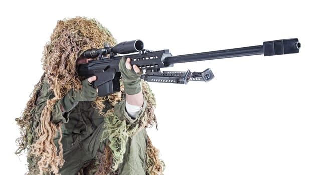 U.S. Army sniper wearing a ghillie suit