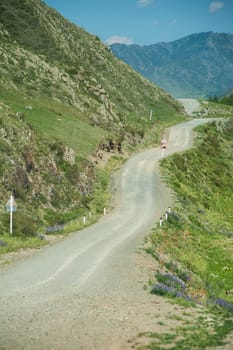 Extreme road in mountains in Altay, Siberia, Russia