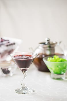 Cocktail of currant fresh berries on the table