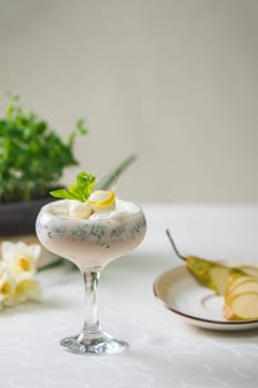 Vanilla ice cream on the table
