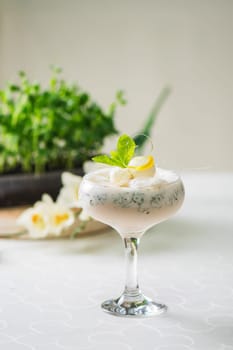 Vanilla ice cream on the table