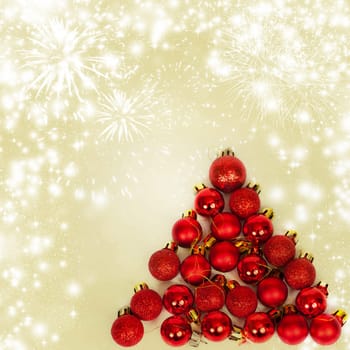 Magic holiday abstract glitter background with blinking stars, falling snowflakes and Christmas tree.