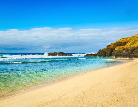 Beautiful landscape. Amazing Gris-Gris beach at day time. Mauritius.