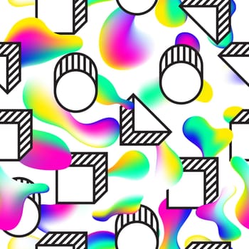 Fluid color seamless pattern modern bold camouflage cover. Colorful bubble shapes motion lamp vector composition. Trendy minimal design