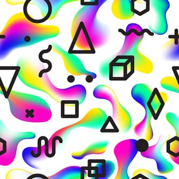 Fluid color seamless pattern modern bold camouflage cover. Colorful bubble shapes motion lamp vector composition. Trendy minimal design