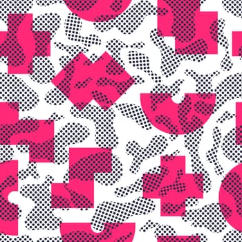 Color seamless pattern modern bold camouflage cover. Colorful bubble shapes vector composition with ornament. Trendy minimal design