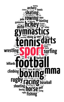Sport word cloud concept over white background