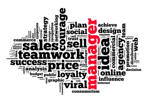 Manager word cloud concept over white background
