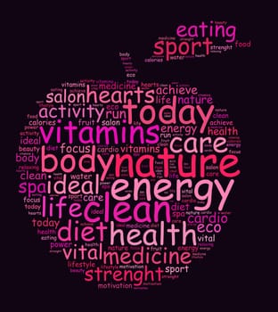Nature word cloud concept over dark background
