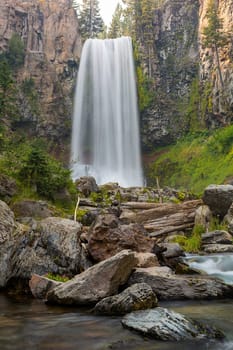 Tumalo Falls in Bend Central Oregon during summer closeup