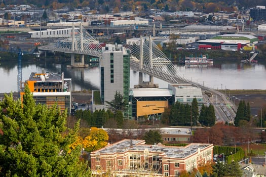 Tilikum Crossing Bridge of the People over Willamette River in Portland Oregon