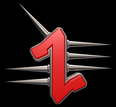 rune symbol with spines on black background - 3d illustration