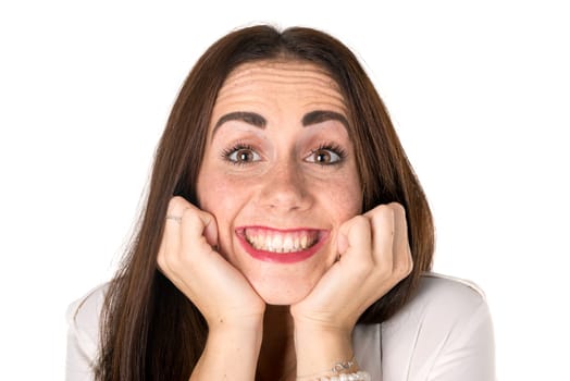 Casual young woman isolated in a white background