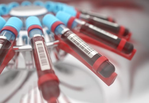 Lab equipment centrifuging blood. Concept image of a blood test.
