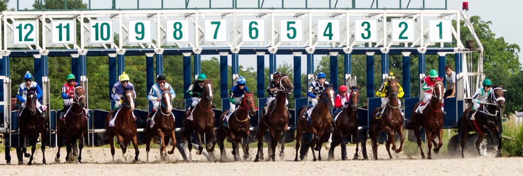 Start of the race for the prize of the Derby in Pyatigorsk,Northern Caucasus,Russia.