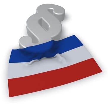 paragraph symbol and flag of schleswig-holstein - 3d illustration