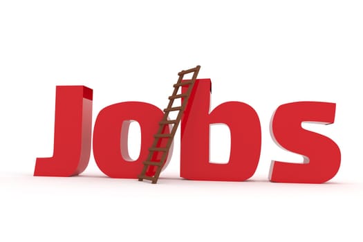 The word jobs with a ladder on a white background, business concept image, 3d rendering