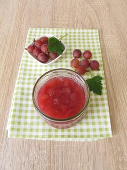 Jam from gooseberries in a glass