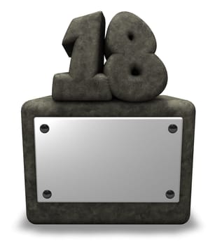 the number eight toe on stone base - 3d illustration