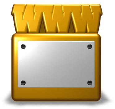 www on base with empty white shield - 3d rendering