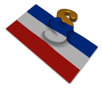 paragraph symbol and flag of schleswig-holstein - 3d illustration