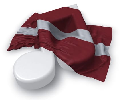 music note and flag of latvia - 3d illustration