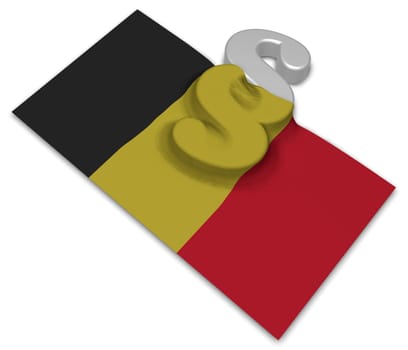 paragraph symbol and Belgian flag - 3d illustration