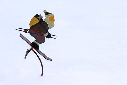 Winter decoration - A skier St. Nicholas in the snow